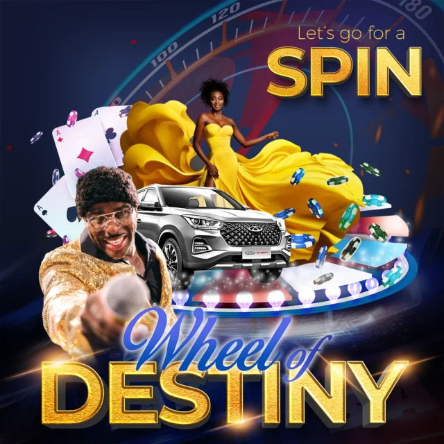 SUNDAYS
Wheel of Destiny Gameshow Draw | 14h00
Black and Sapphire Members get their chance! Stand a chance to win a share of R15 000 in Cash and FreePlay. Earn 40 Points in 3 Weeks to qualify.
Exclusive to all Sapphire & Black Members18+ only. Winners know when to stop.
#Gameshows #Cherrytiggo #Gameshows #Promotions #Wheelofdestiny