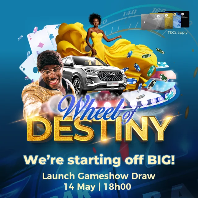 BIG NEWS!
We’re starting off BIG with our Launch Gameshow Draw!
If you played with us at any point from 1 May 2024 to 1 May 2025 you have a FREE INSTANT TICKET into our Launch Draw. That’s right… you are in the draw if you played in the last year.
14 May 2025 | 18h00
To kick off Wheel of Destiny everyone has a chance to win a share of the R10 000 FreePlay prize.18+ only. Winners know when to stop.
#Gameshows #Cherrytiggo #Gameshows #Promotions #Wheelofdestiny