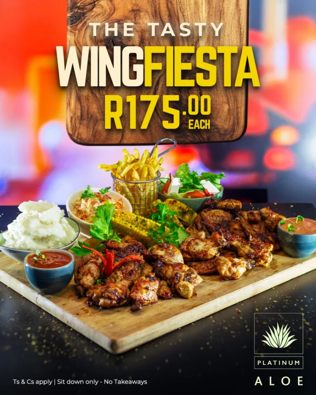 The Tasty Wings Fiesta
Craving wings? We’ve got you covered12 Wings – R175
Incl. 2 starches | 1 salad | 1 sauce
OR
24 Wings – R259
Incl. 2 starches | 2 salads | 2 saucesPerfect for sharing (or not ).
Top-ups available on site.
Get it at Platinum AloeValid until 2 May 2026
#wings #special #chickenwings #ThabaMoshate #PlatinumAloe
